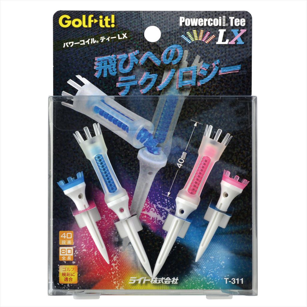 日本最大級 Golfit ゴルフイット LiTE ライト 日本正規品 Powercoil Tee LX パワーコイルティー ロング×２本  ショート×２本入 T-311 453円